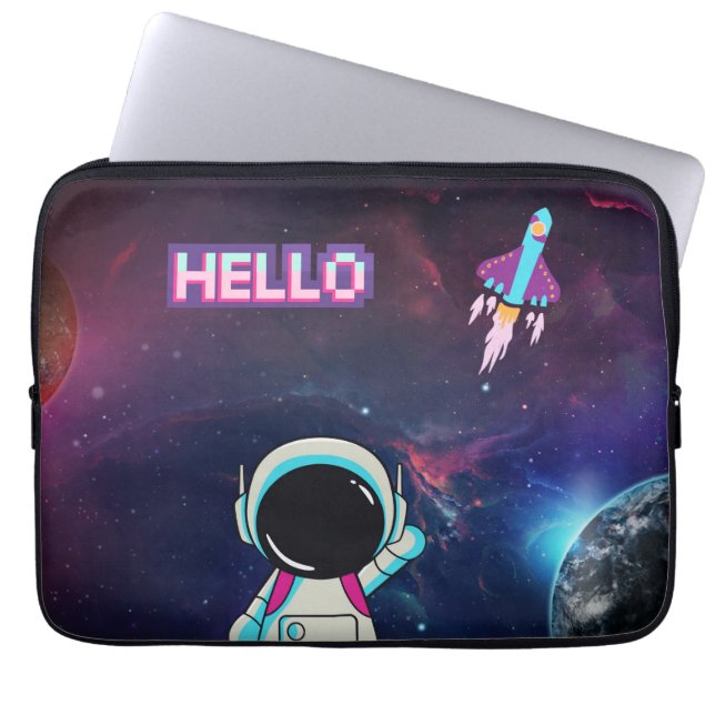 hallo "Vanuit de ruimte" Laptop Sleeve (Voorkant)