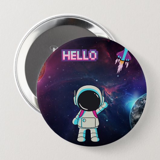 Hallo Vanuit de ruimte, Ronde Button 4,0 Cm (Voorkant /achterkant)