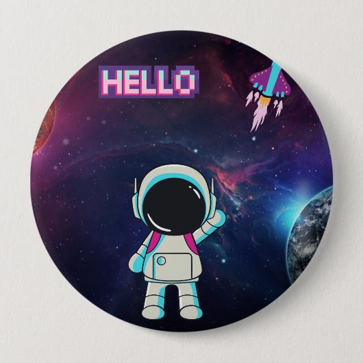 Hallo Vanuit de ruimte, Ronde Button 4,0 Cm (Voorkant)