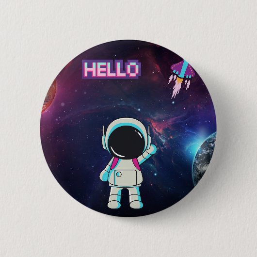 Hallo Vanuit de ruimte, Ronde Button 5,7 Cm (Voorkant)