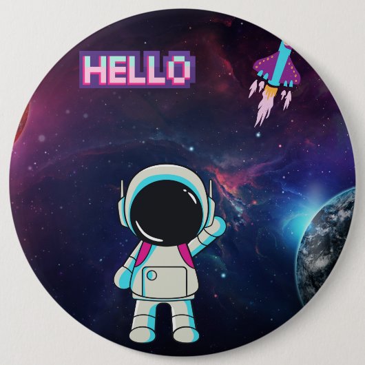 Hallo Vanuit de ruimte, Ronde Button 6,0 Cm (Voorkant)
