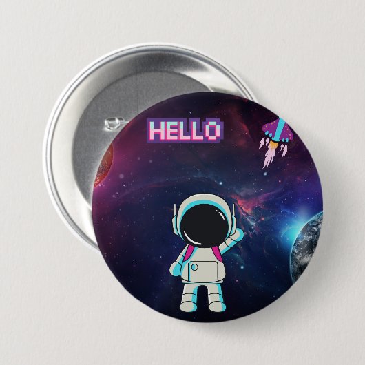 Hallo Vanuit de ruimte, Ronde Button 7,6 Cm (Voorkant /achterkant)