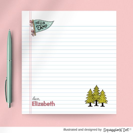 Hallo vanuit Kamp, Zomer Kamp Briefpapier voor Kin Notitieblok