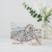 Hallo vanuit Moab Utah Delicate Arch Rode Rots Briefkaart (Staand voorkant)