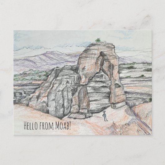 Hallo vanuit Moab Utah Delicate Arch Rode Rots Briefkaart (Voorkant)