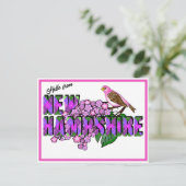 Hallo vanuit New Hampshire Paarse Vink & Seringen Briefkaart (Staand voorkant)