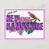 Hallo vanuit New Hampshire Paarse Vink & Seringen Briefkaart (Voorkant)