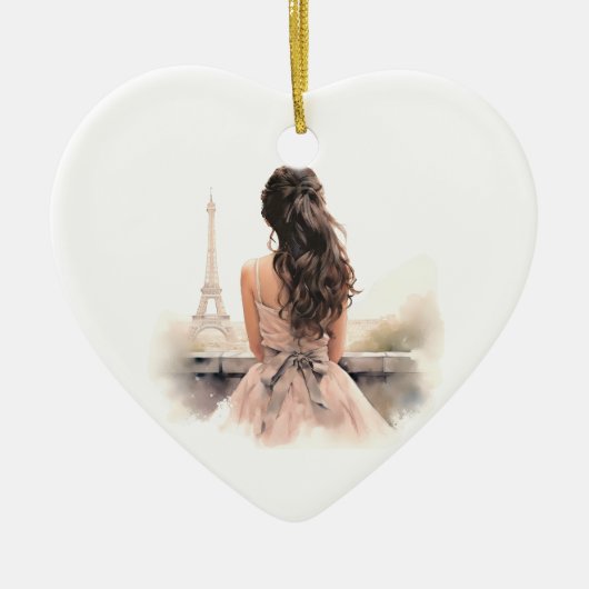 Hallo vanuit Paris Keramiek Hart Ornament (Voorkant)