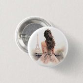 Hallo vanuit Paris Knop  Ronde Button 3,2 Cm (Voorkant /achterkant)