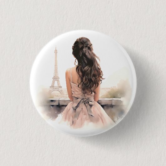 Hallo vanuit Paris Knop  Ronde Button 3,2 Cm (Voorkant)