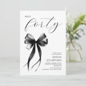 Hallo Veertig Black Bow Elegant 40ste Verjaardagsf Kaart (Staand voorkant)