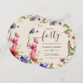 Hallo Veertig  bloemen 40ste verjaardag Kaart (Voorkant / Achterkant)