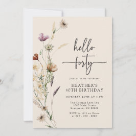 Hallo Veertig Boho Verjaardag Kaart