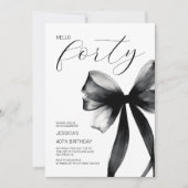 Hallo Veertig Elegant Script Bow 40ste Verjaardags Kaart (Voorkant)