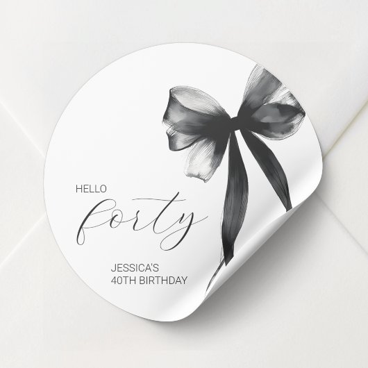 Hallo Veertig Elegante Script Strik 40ste Verjaard Ronde Sticker