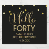 Hallo Veertig etiketten met mousserende wijnflesse (Enkel label)