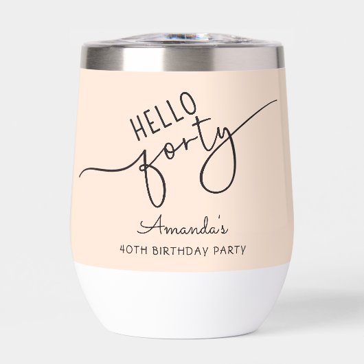 Hallo Veertig Modern Script Chic 40e Verjaardagsfe (Voorkant)