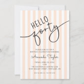 Hallo Veertig Modern Script Chic 40ste Verjaardags Kaart (Voorkant)