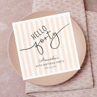 Hallo Veertig Modern Script Chic 40ste Verjaardags Servet