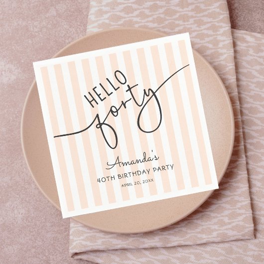 Hallo Veertig Modern Script Chic 40ste Verjaardags Servet