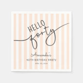 Hallo Veertig Modern Script Chic 40ste Verjaardags Servet (Voorkant)