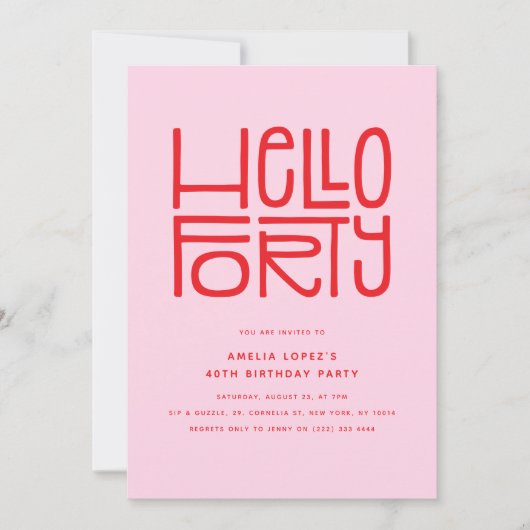 HALLO VEERTIG Moderne 40e verjaardag Kaart (Voorkant)