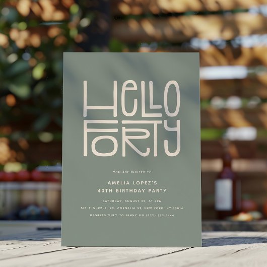 HALLO VEERTIG Moderne 40e verjaardag Kaart