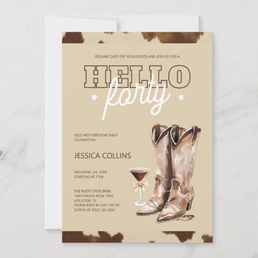 Hallo Veertig rustieke Westerne 40e verjaardagsfee Kaart (Voorkant)