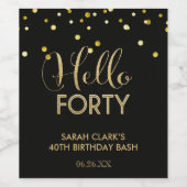 Hallo Veertig Wijn (of Mousserende Wijn) Fleslabel Etiket (Enkel label)