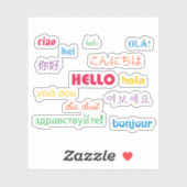 Hallo Vele Talen Tekst Kleurrijk Sticker (Vel)