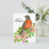 Hallo Verenigde Staten van Michigan American Robin Briefkaart (Staand voorkant)
