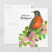 Hallo Verenigde Staten van Michigan American Robin Briefkaart (Voorkant / Achterkant)