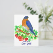 Hallo Verenigde Staten van New York Bluebird Rozen Briefkaart (Staand voorkant)