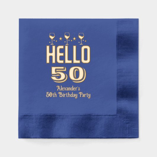 Hallo Verjaardag / Jubileum Elke Leeftijd Wijnglaz Folie Servetten (Voorkant)