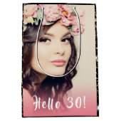 Hallo Verjaardag zwart goud glitter foto Medium Cadeauzakje (Voorkant)