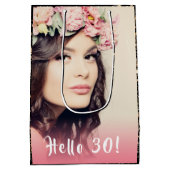 Hallo Verjaardag zwart goud glitter foto Medium Cadeauzakje (Achterkant)