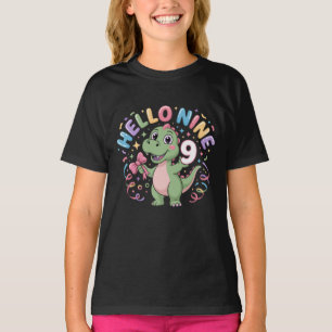 Hallo Verjaardagsmeisje-met-negen-dinosaurussen Co T-shirt