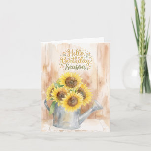 Hallo Verjaardagsseizoen Gele Zonnebloemen Kaart