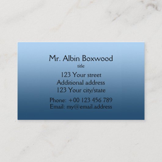 Hallo * Verloop Een kleur Blauw met Aangepaste tek Visitekaartje (Achterkant)