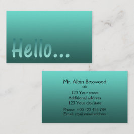 hallo Verloop Één Kleur Blauwgroen met de Tekst va Visitekaartje
