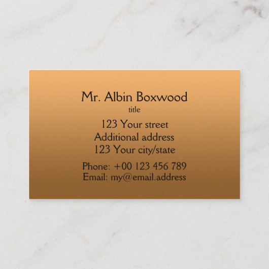 Hallo * Verloop Een kleur Goud met Aangepaste teks Visitekaartje (Achterkant)