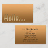 Hallo * Verloop Een kleur Goud met Aangepaste teks Visitekaartje (Voorkant / Achterkant)