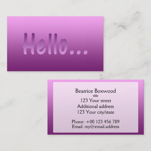 Hallo Verloop Eén kleur roze met aangepaste tekst Visitekaartje (Voorkant / Achterkant)