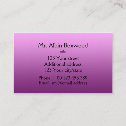 Hallo Verloop Eén kleur roze met aangepaste tekst Visitekaartje (Achterkant)