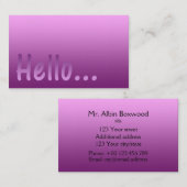 Hallo Verloop Eén kleur roze met aangepaste tekst Visitekaartje (Voorkant / Achterkant)