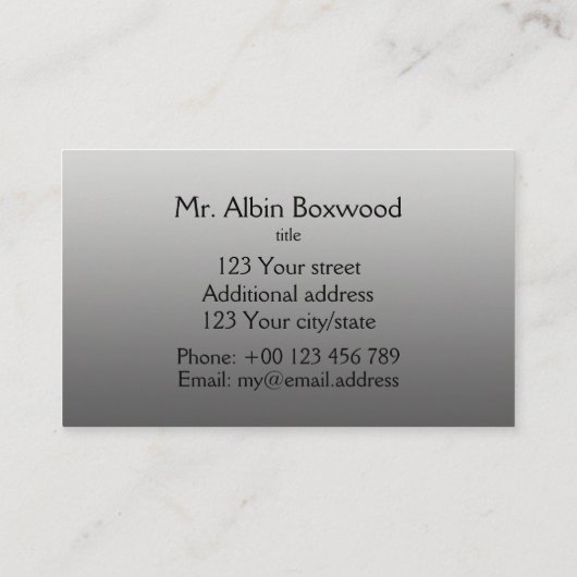 Hallo * Verloop één kleur zilver met aangepaste te Visitekaartje (Achterkant)