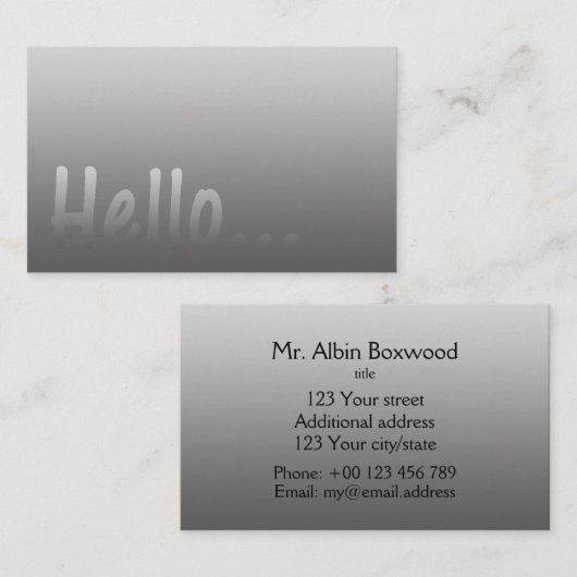 Hallo * Verloop één kleur zilver met aangepaste te Visitekaartje (Voorkant / Achterkant)