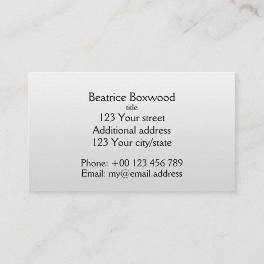 Hallo * Verloop één kleur zilver met aangepaste te Visitekaartje (Achterkant)