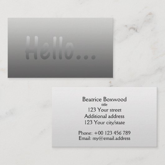 Hallo * Verloop één kleur zilver met aangepaste te Visitekaartje (Voorkant / Achterkant)
