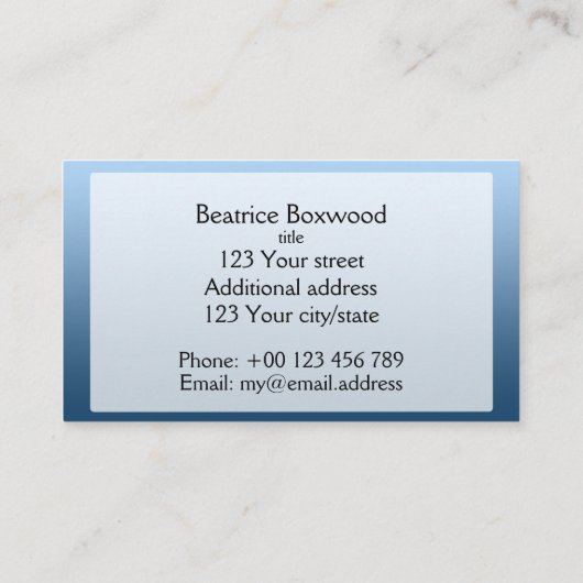 hallo Verloop één Kleurenblauw met de Tekst van de Visitekaartje (Achterkant)